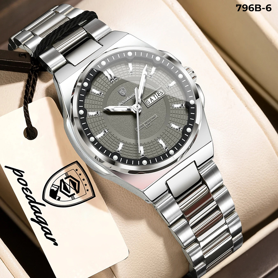 Reloj Viena plata con gris