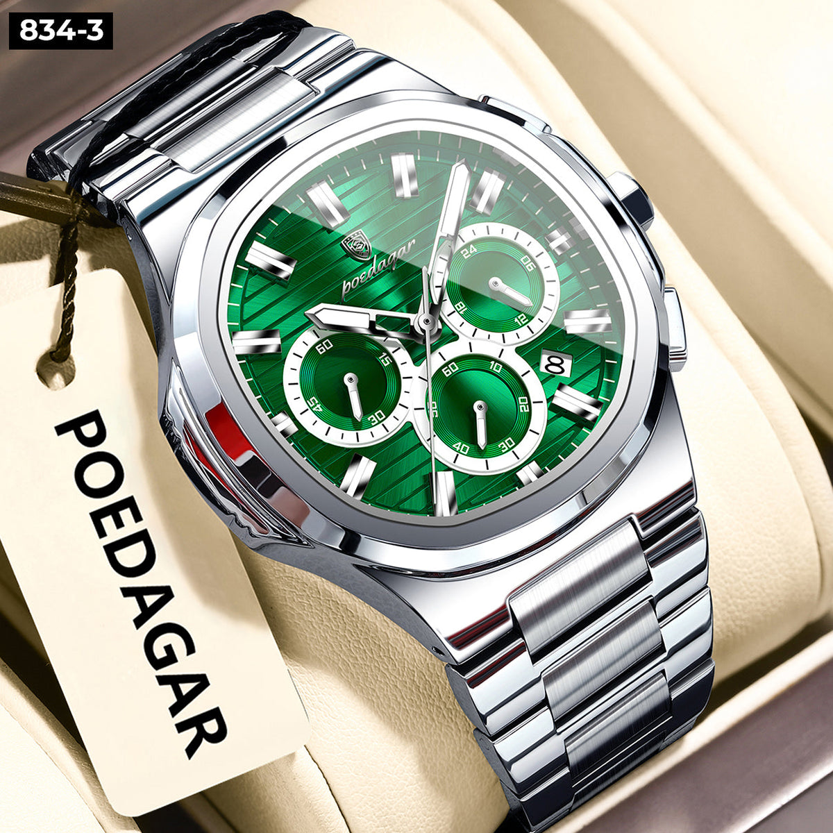 Reloj Milán plata con verde