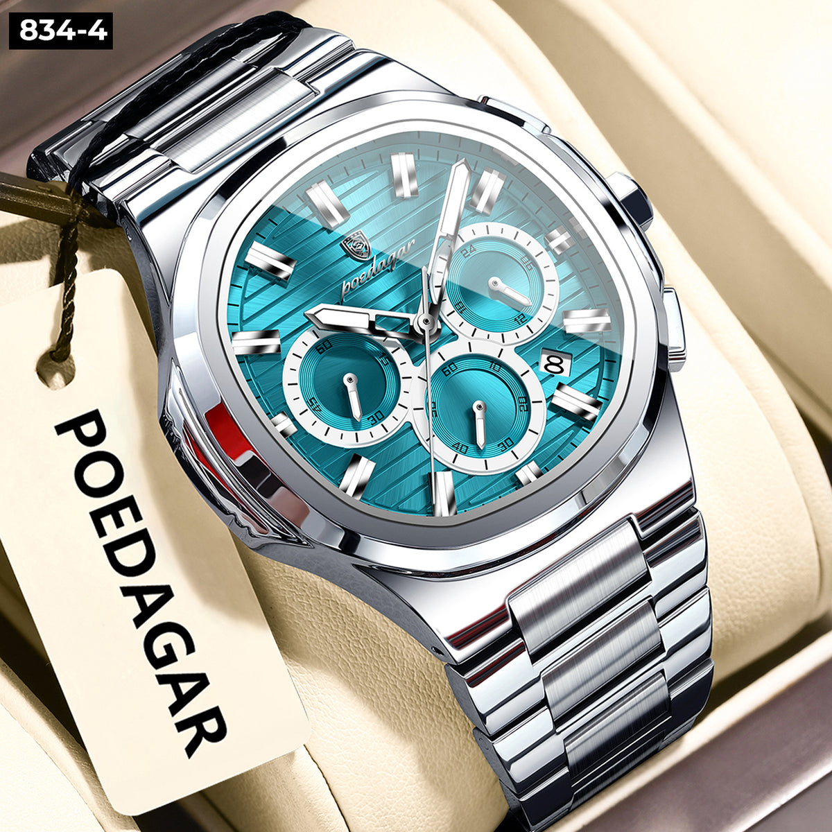 Reloj Milán plata con azul claro
