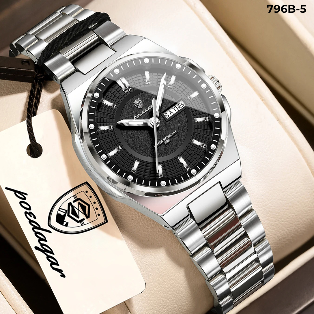 Reloj Viena plata con negro